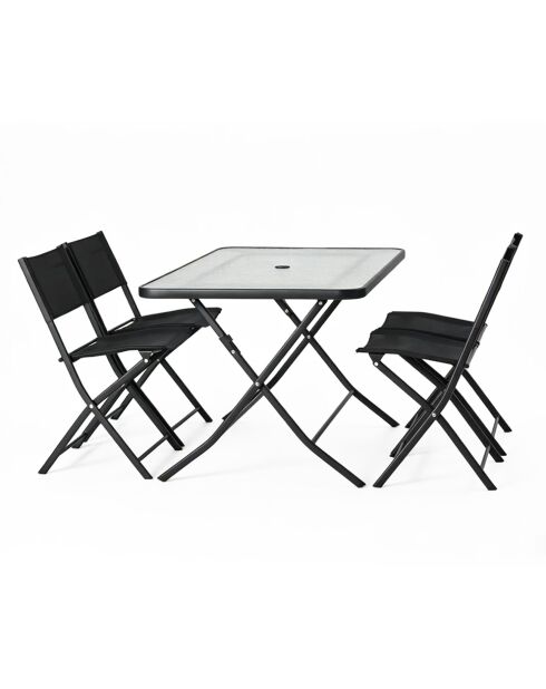 Ensemble table de jardin et 4 chaises Cartagenae noir - 5 pièces