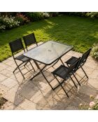 Ensemble table de jardin et 4 chaises Cartagenae noir - 5 pièces