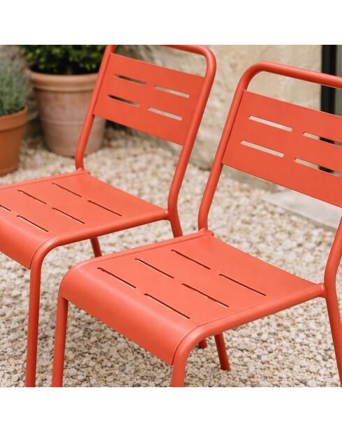 Set van 2 stapelbare Falcou terracotta tuinstoelen - 43x59x79 cm