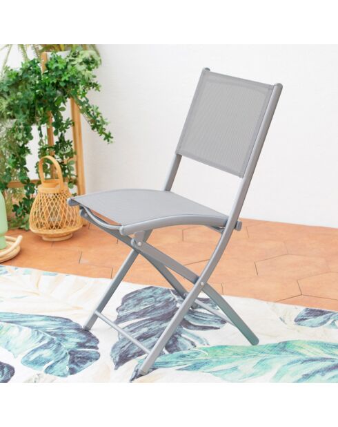 Lot de 4 chaises en acier Kivana grises - 56x45x85 cm