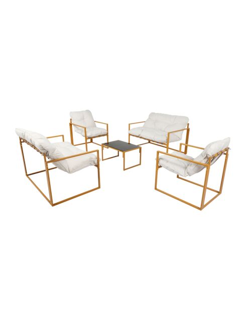 Cadiz bruin eigentijds 6-zits tuinmeubilair met beige kussens - 5 stuks
