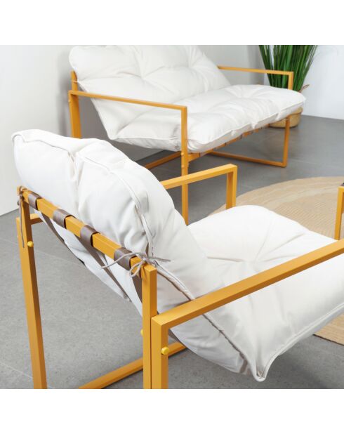 Cadiz bruin eigentijds 6-zits tuinmeubilair met beige kussens - 5 stuks