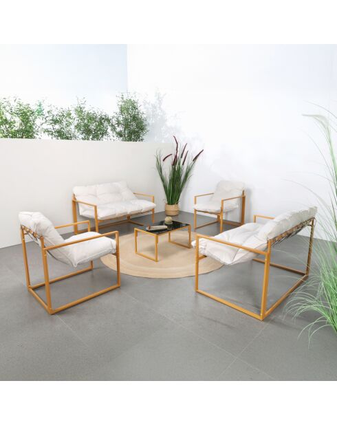 Cadiz bruin eigentijds 6-zits tuinmeubilair met beige kussens - 5 stuks