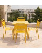 Ensemble table de jardin carrée 70 cm et 4 chaises Falcou jaunes - 5 pièces