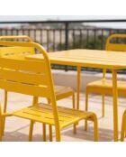 Ensemble table de jardin carrée 70 cm et 4 chaises Falcou jaunes - 5 pièces