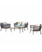 Salon de jardin 4 places en aluminium Cobalt gris clair - 4 pièces