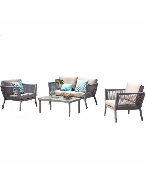 Salon de jardin 4 places en aluminium Cobalt gris clair - 4 pièces