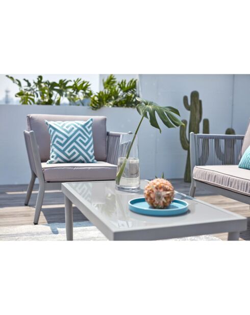 Salon de jardin 4 places en aluminium Cobalt gris clair - 4 pièces