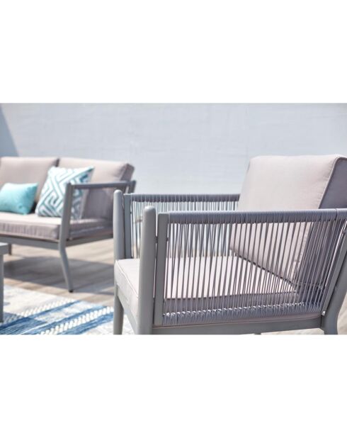 Salon de jardin 4 places en aluminium Cobalt gris clair - 4 pièces