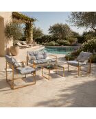 Salon de jardin 4 places contemporain Cadiz brun avec coussins gris - 4 pièces