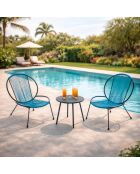 Salon de jardin 2 fauteuils et 1 table basse Sevilla bleu - 3 pièces