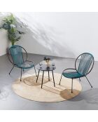 Salon de jardin 2 fauteuils et 1 table basse Sevilla bleu - 3 pièces