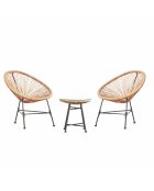 Salon de jardin 2 fauteuils ronds avec table basse Verano naturel - 3 pièces