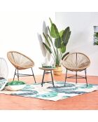 Salon de jardin 2 fauteuils ronds avec table basse Verano naturel - 3 pièces