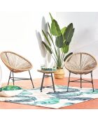 Salon de jardin 2 fauteuils ronds avec table basse Verano naturel - 3 pièces