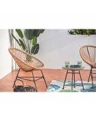 Salon de jardin 2 fauteuils ronds avec table basse Verano naturel - 3 pièces