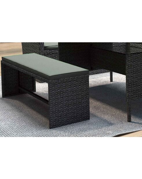Salon de jardin 8 places en résine Brevino anthracite avec coussins verts - 3 pièces