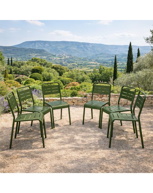 Set van 6 groene Falcou stapelbare tuinstoelen - 43x59x79 cm