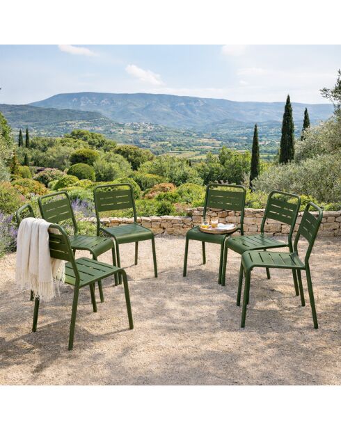 Set van 6 groene Falcou stapelbare tuinstoelen - 43x59x79 cm