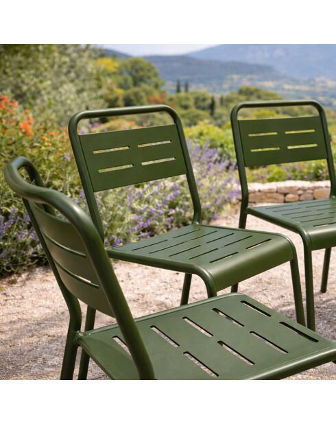 Set van 6 groene Falcou stapelbare tuinstoelen - 43x59x79 cm