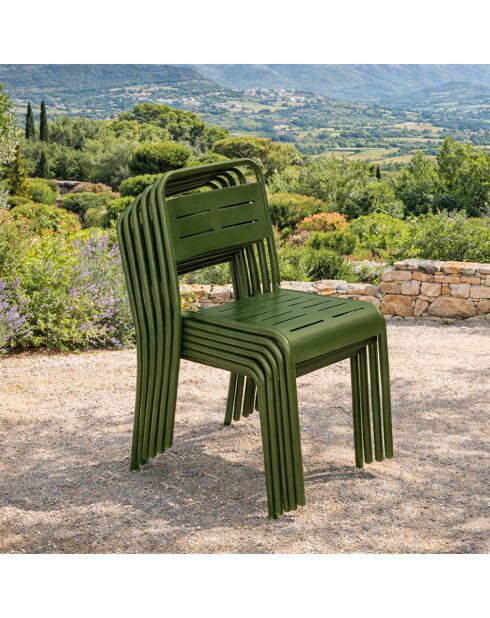 Set van 6 groene Falcou stapelbare tuinstoelen - 43x59x79 cm