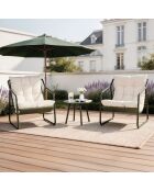 Salon de jardin 2 fauteuils avec table basse Janina vert kaki - 3 pièces