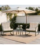Salon de jardin 2 fauteuils avec table basse Janina vert kaki - 3 pièces