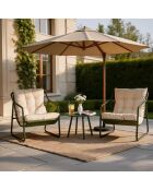 Salon de jardin 2 fauteuils avec table basse Janina vert kaki - 3 pièces
