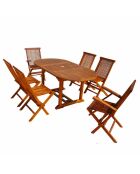 Salon de jardin en teck huilé 6 places avec table ovale, 4 chaises et 2 fauteuils Lobo marron - 7 pièces