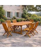 Salon de jardin en teck huilé 6 places avec table ovale, 4 chaises et 2 fauteuils Lobo marron - 7 pièces