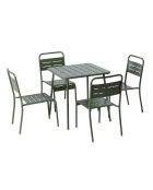 Ensemble table de jardin carrée 70 cm et 4 chaises Falcou vertes - 5 pièces