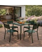 Ensemble table de jardin carrée 70 cm et 4 chaises Falcou vertes - 5 pièces