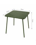 Ensemble table de jardin carrée 70 cm et 4 chaises Falcou vertes - 5 pièces