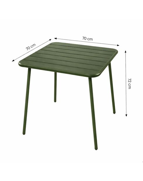 Ensemble table de jardin carrée 70 cm et 4 chaises Falcou vertes - 5 pièces