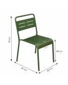 Ensemble table de jardin carrée 70 cm et 4 chaises Falcou vertes - 5 pièces