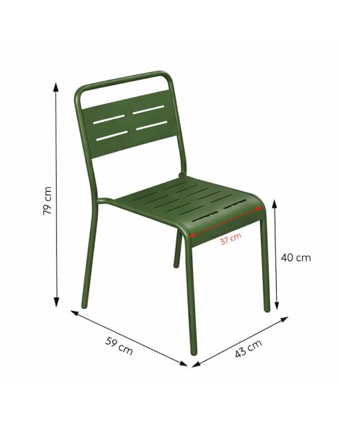 Ensemble table de jardin carrée 70 cm et 4 chaises Falcou vertes - 5 pièces