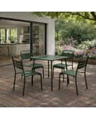 Ensemble table de jardin carrée 70 cm et 4 chaises Falcou vertes - 5 pièces