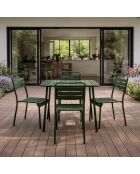 Ensemble table de jardin carrée 70 cm et 4 chaises Falcou vertes - 5 pièces