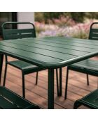 Ensemble table de jardin carrée 70 cm et 4 chaises Falcou vertes - 5 pièces