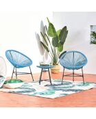 Salon de jardin 2 fauteuils ronds avec table basse Verano bleu - 3 pièces