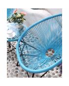 Salon de jardin 2 fauteuils ronds avec table basse Verano bleu - 3 pièces