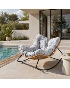 Fauteuil à bascule en résine tressée avec coussin Daleno marron - 102x75x50 cm