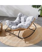 Fauteuil à bascule en résine tressée avec coussin Daleno marron - 102x75x50 cm