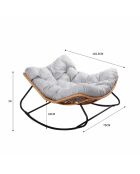 Fauteuil à bascule en résine tressée avec coussin Daleno marron - 102x75x50 cm