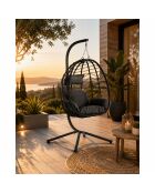 Fauteuil suspendu en résine effet rotin Norale noir - 95x95x197 cm