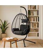 Fauteuil suspendu en résine effet rotin Norale noir - 95x95x197 cm