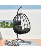 Fauteuil suspendu en résine effet rotin Norale noir - 95x95x197 cm