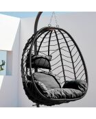 Fauteuil suspendu en résine effet rotin Norale noir - 95x95x197 cm