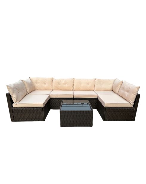 Muebles de jardín Sagres, modulares, 6 plazas, de resina tejida, color marrón, 2 piezas