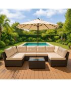 Muebles de jardín Sagres, modulares, 6 plazas, de resina tejida, color marrón, 2 piezas